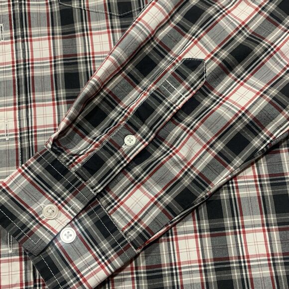 Dress Shirt Men Medium Croft & Barrow Black Plaid Cotton Blend Button-Down Colla - Picture 2 of 6